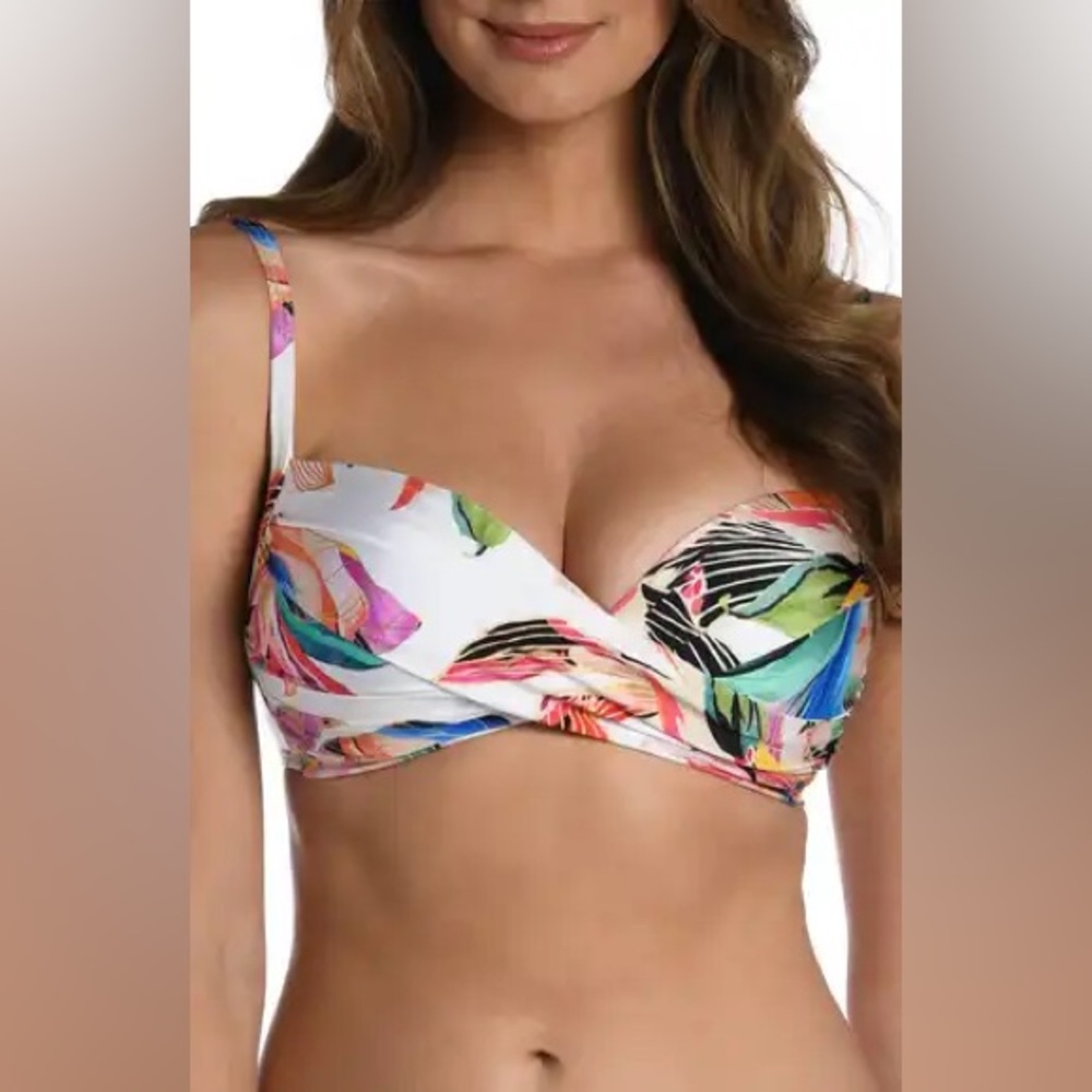 La Blanca Paradise Graphic Draped Bikini Top Women’s Size Medium